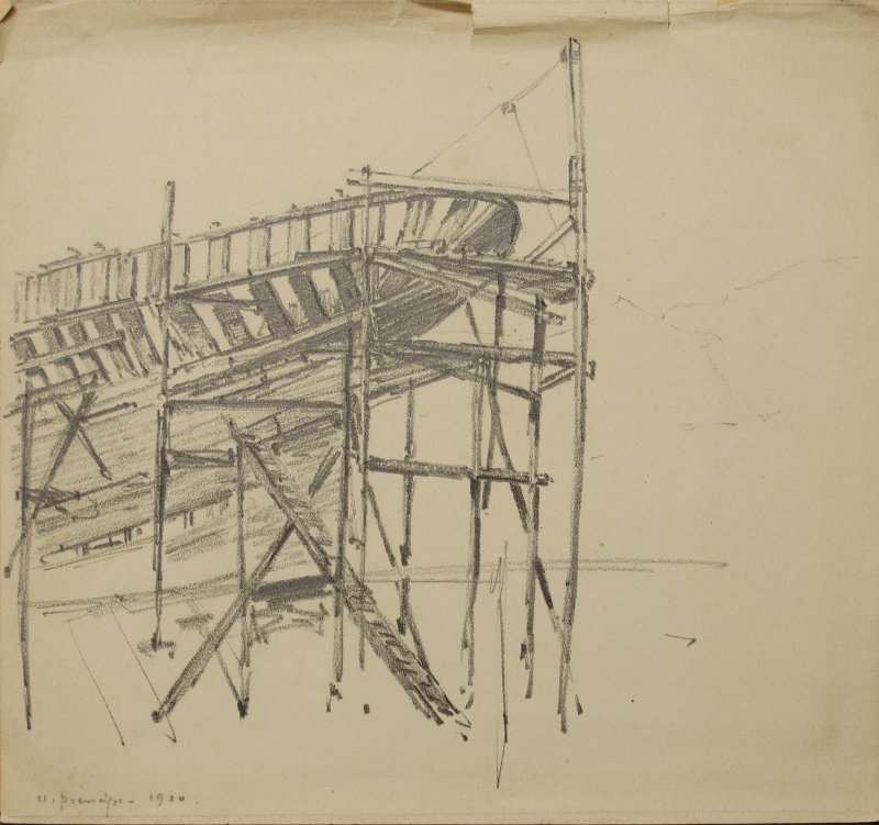 1920 - Barca in costruzione a Forte dei Marmi (2)